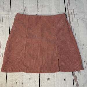 Altar’d State Corduroy Mini Skirt Dusty Rose Pink Side Slit Women's Size S